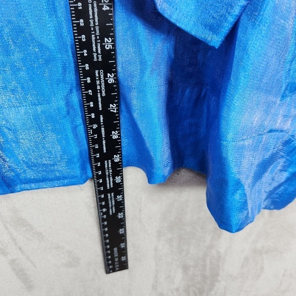 Ali Miles Shimmer Blue Collared‎ Button Front Jacket Career Work Office 2X Plus - Picture 10 of 10